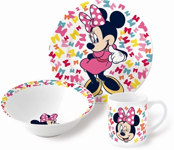 Minnie servies voor kinderen in keramiek - Eetservies in 3 delen voor kinderen - Disney Minnie Mouse