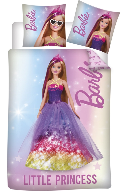 Junior beddengoed 100x140 cm - Barbie - Kleine prinses - 100% katoenen beddengoedset - Omkeerbaar ontwerp