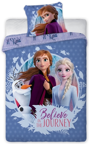 Frozen junior beddengoed 100x140 cm - Frozen 2 Anna en Elsa junior beddengoedset - 2-in-1 ontwerp - 100% katoen