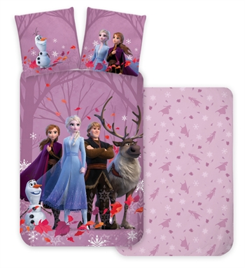 Frozen beddengoed - 140x200 cm - Roze - Anna, Elsa, Kristoff, Sven & Olaf - 100% katoen