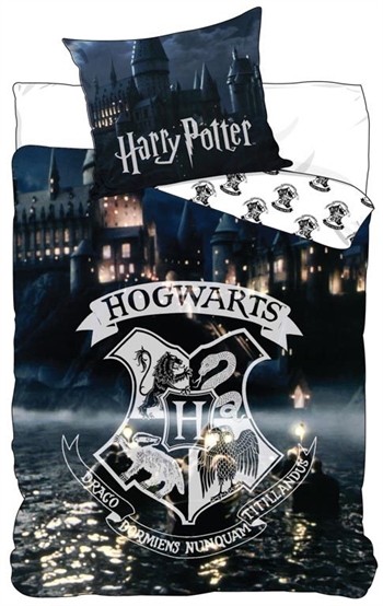 Harry Potter beddengoed - 140x200 cm - Hogwarts-logo - Lichtgevend beddengoed - 2-in-1 beddengoedset - 100% katoen