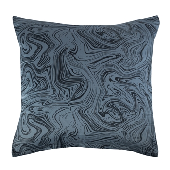 Kussensloop 60x63 cm - 100% zacht katoen satijn - Marmer donkerblauw - Van By Night