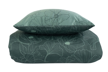 Beddengoed 150x210 cm - Omkeerbaar design in 100% katoen satijn - Big Flower groen - Beddengoedset van By Night