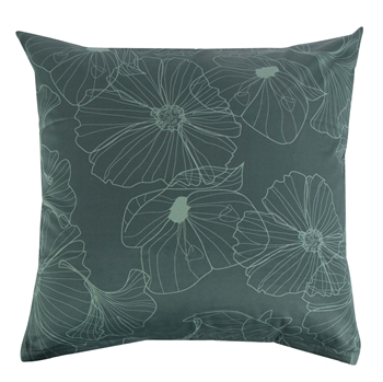 Kussensloop 60x63 cm - Omkeerbaar design in 100% katoen satijn - Big Flower groen - Van By Night