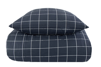 Lits jumeaux beddengoed 240x220 cm - Blue Check - Seersucker set - Borg Living tweepersoons dekbedovertrek