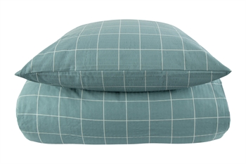 Tweepersoons dekbedovertrek 200x200 cm - Dusty Green Check - Seersucker beddengoedset - Borg Living