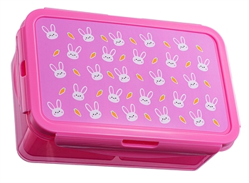 Roze lunchbox met konijnen - Kinderlunchbox met 3 compartimenten