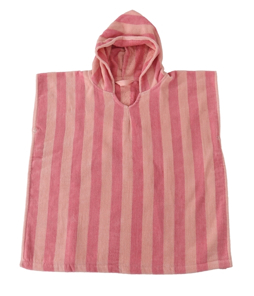 badponcho - handdoek voor kinderen - Gestreept roze - 60x120 cm - 100% Katoen - Borg Living