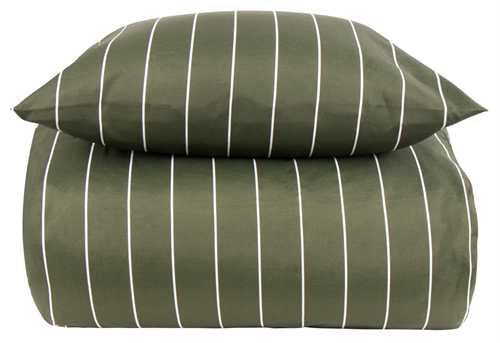 Tweepersoons beddengoed 200x220 cm - groen gestreept beddengoed - Borg Living dekbedovertrek in polycotton