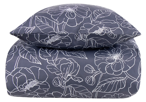 Beddengoed 140x200 cm - Blauw bloemen beddengoed - Borg Living beddengoed in polycotton