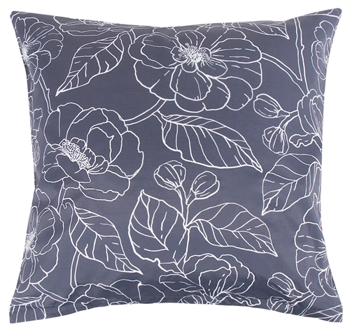 Kussensloop 60x63 cm - Blauw bloemen kussensloop in polycotton - Borg Living