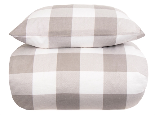 Flanel beddengoed - 150x210 cm - Check grey - 100% katoenflanel - By Night beddengoedset