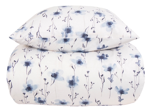 Flanel beddengoed - 150x210 cm - Flower Blue - 100% katoenflanel - By Night beddengoedset