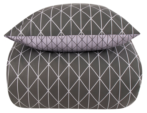 Beddengoed 140x220 cm - Harlequin grey - Dekbedovertrek met 2 designs - Beddengoed van 100% katoen - Borg Living