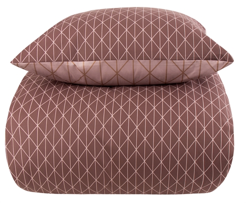 Beddengoed 140x220 cm - Harlequin peach - Dekbedovertrek met 2 dessins in 100% katoen - Borg Living beddengoedset