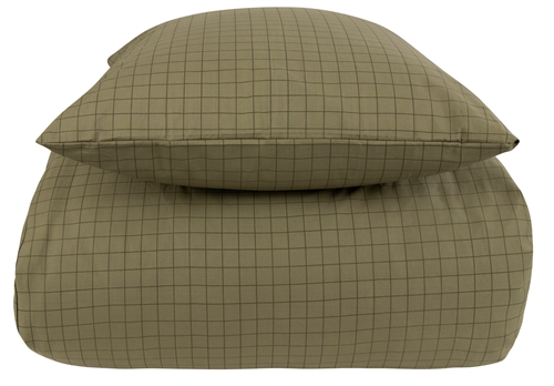 Tweepersoons beddengoed 100% katoen - 200x220 cm - Olijfgroen geruit beddengoedset - Nordstrand Home - Dekbed van 100% katoen