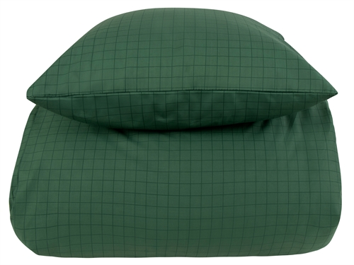 Tweepersoons beddengoed 100% katoen - 200x220 cm - Groen geruit beddengoedset - Nordstrand Home dekbedovertrek