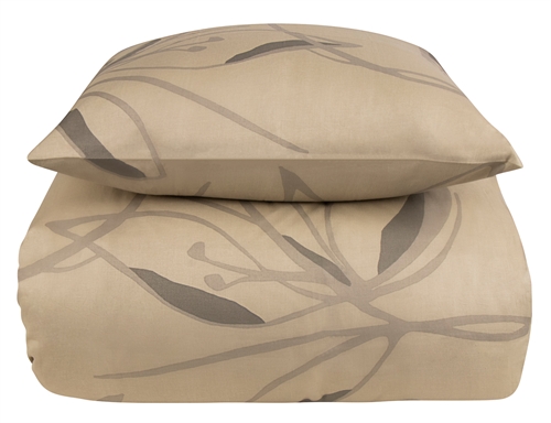 Beddengoed 140x200 cm - 100% katoen satijn - Iris beige bloemen beddengoed - Extra zachte beddengoedset van By Borg