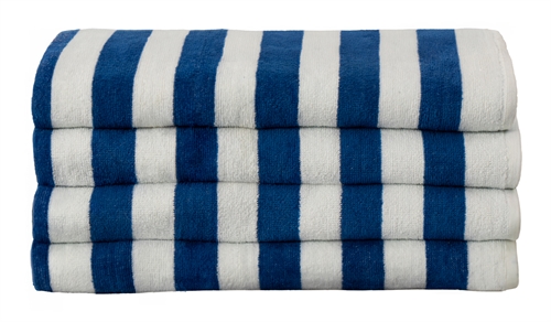 Gestreepte badhanddoek - 70x140 cm - 100% Katoen - Blauw en wit - Badhanddoek met strepen - Nordstrand home