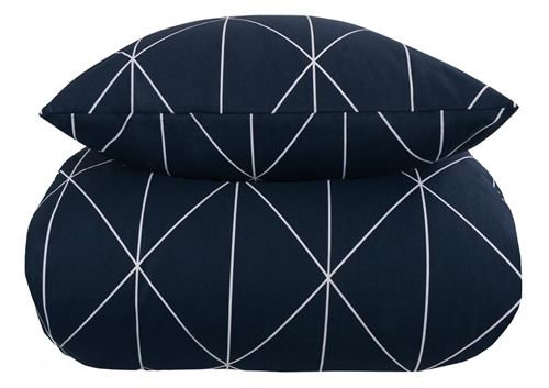 Beddengoed 200x220 cm - Graphic blue beddengoedset - 100% Katoen - Borg Living tweepersoons dekbed