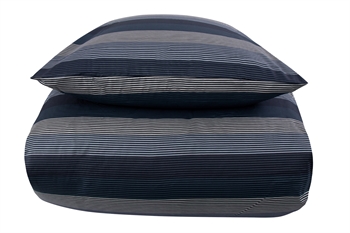 Gestreept beddengoed 150x210 cm - 100% zachte katoen satijn - Big Stripes Blue - By Night beddengoedset