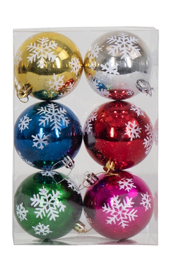 Grote kerstballen - 6 stuks in gemengde kleuren - 8 cm diameter - Mooie kerstboomversiering