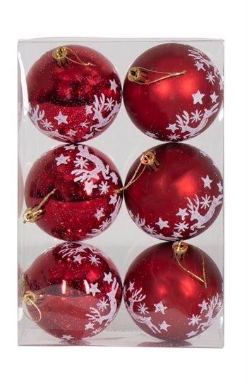 Grote kerstballen - 6 stuks Rood - 8 cm in diameter - Mooie kerstboomversiering