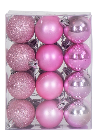 Kerstballen - 24 stuks Roze - 4 cm diameter - Mooie kerstboomversiering