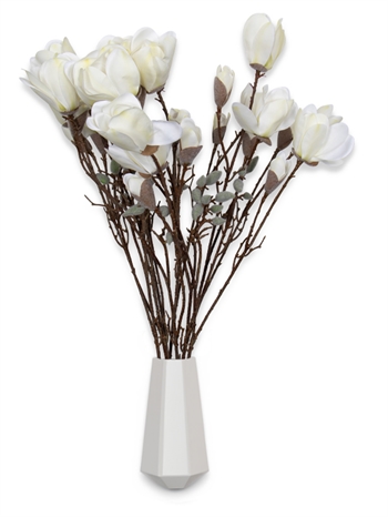 Magnoliatak - 90 cm - Mooie kunsttak met witte bloemen - Decoratie voor in huis