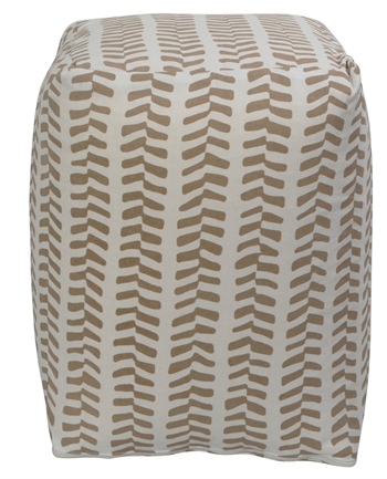 Zijpoef - 28x28x40 cm - Beige met patroon - Praktische poef van Nordstrand Home