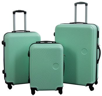 Koffers - Set van 3 - Exclusieve hardcase kofferset aanbieding - Pastelgroene cirkels