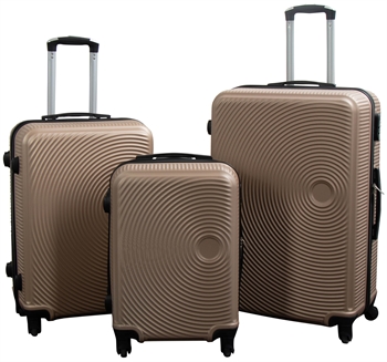 Koffers - Set van 3 - Exclusief hardcase kofferset aanbod - Gouden cirkels