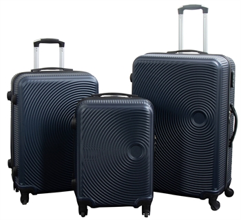 Koffers - Set van 3 - Exclusieve aanbieding voor hardcase kofferset - Donkerblauwe cirkels