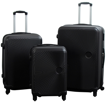 Koffers - Set van 3 - Exclusieve aanbieding voor hardcase kofferset - Zwarte cirkels