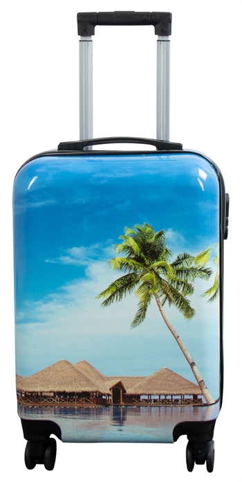 Handbagage koffer - Hardcase lichtgewicht koffer - Trolley met motief - Strand en palmbomen