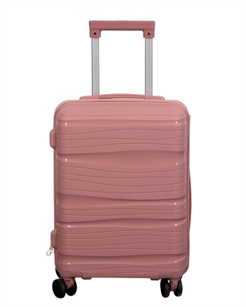 Handbagage koffer - Lichtgewicht koffer - Polypropyleen - Klein formaat - Waves - Roze trolley