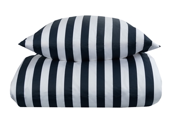 Gestreept beddengoed - 140x220 cm - Zacht katoen satijn - Nordic Stripe - Blauw en wit beddengoedset