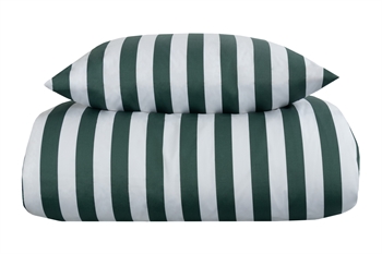 Gestreept beddengoed - 140x220 cm - Zacht katoen satijn - Nordic Stripe - Groen en wit beddengoedset