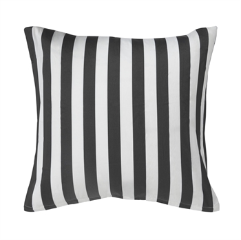 Kussensloop 60x63 cm - Zacht katoen satijn - Nordic Stripe - Donkergrijs en wit