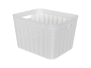 Opbergmand - Witte plastic mand - 34x28x22 cm - Praktische oplossing voor opbergen