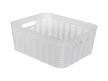 Opbergmand - Witte plastic mand - 34x28x14 cm - Praktische opbergmand