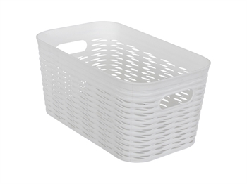 Opbergmand - Witte plastic mand - 28x17x13 cm - Kleine praktische mand voor opbergen