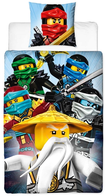 Ninjago beddengoed 140x200 cm - Meester Wu - Ninjago lego beddengoed kinderen - 2 in 1 ontwerp - Beddengoed van 100% katoen