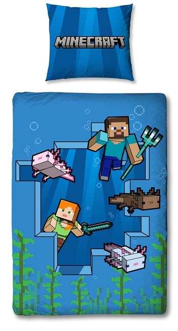 Minecraft beddengoed - 150x210 cm - Alex en Steve - beddengoedset met 2-in-1 design - 100% katoen