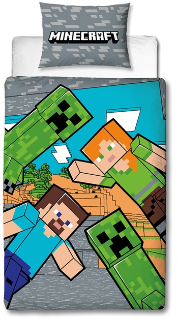 Minecraft beddengoed - 140x200 cm - Creeper - Dekbedovertrek met 2 in 1 design - 100% katoenen beddengoed