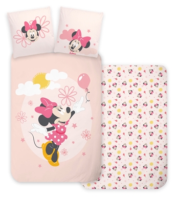 Minnie Mouse beddengoed - 140x200 cm - Minnie met ballon - Kinderbeddengoedset van 100% katoen