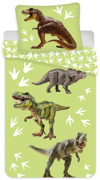 Dinosaurus beddengoed 140x200 cm - 2 in 1 design - Groen beddengoed - Dekbedovertrek van 100% katoen