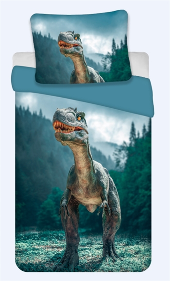 Dinosaurus beddengoed - 140x200 cm - Raptor - Dekbedovertrek met 2 in 1 design - Dino beddengoedset van 100% katoen