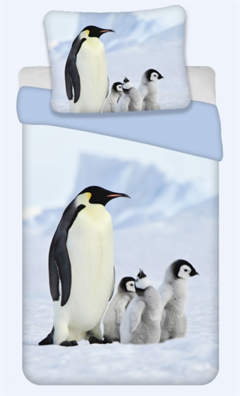 Pinguïn beddengoed - 140x200 cm - Pinguïn familie met 2 in 1 ontwerp - 100% katoenen beddengoedset