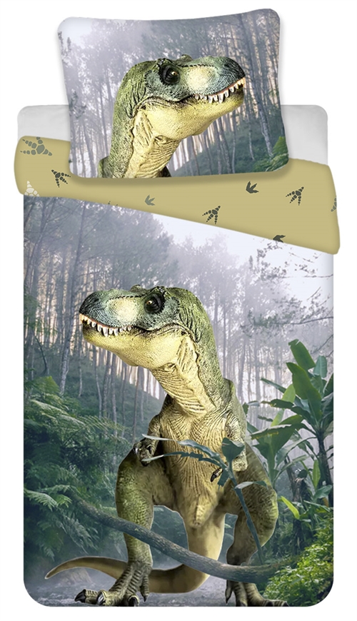 Dinosaurussen beddengoed 140x200 cm - Beddengoedset van 100% katoen - Omkeerbaar dekbedovertrek